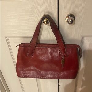 COPY - Medium Fossil Red Shoulder Bag with Smooth Leather Finish